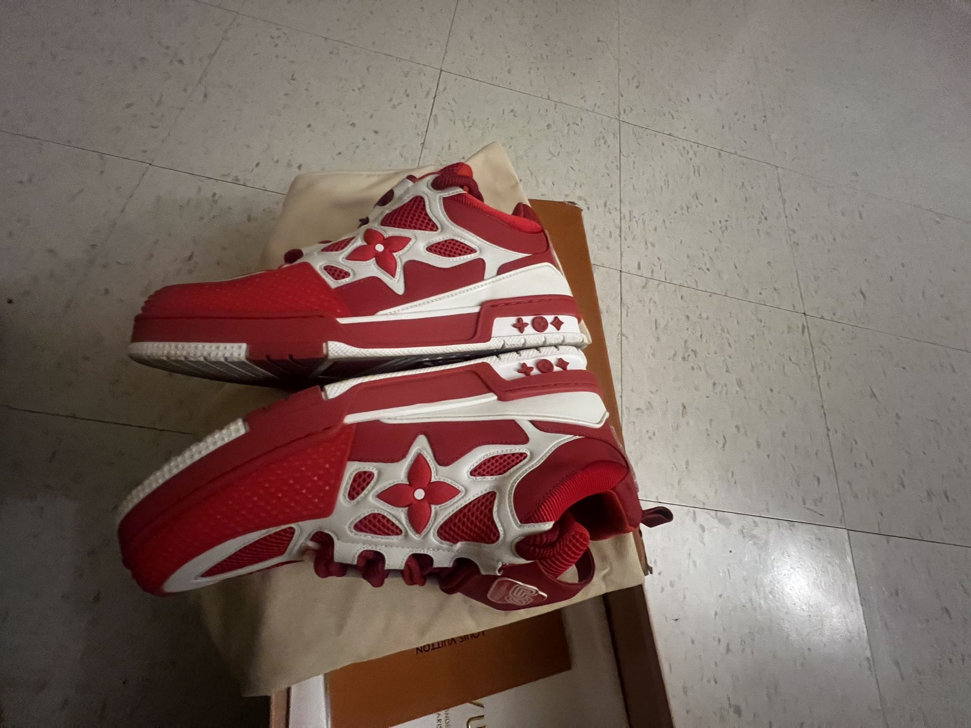 Red And White Louis Vuitton skate #LV