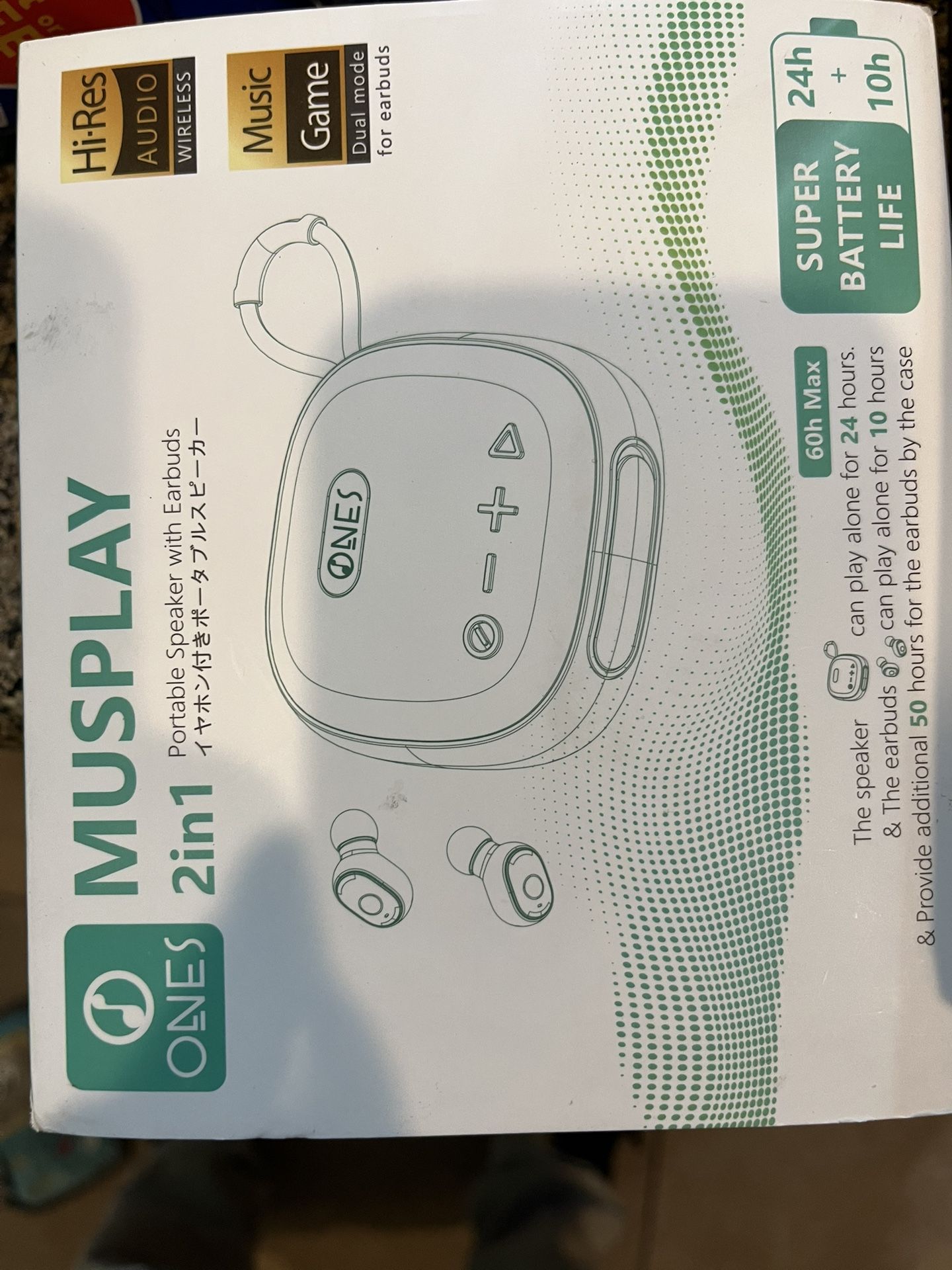 MUSPLAY 2in1" portable speaker and wireless earbuds from ONES