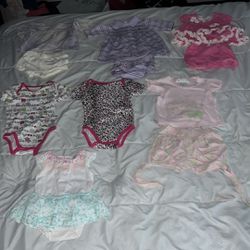 Baby girl 3-6m bundle. Some have stains. Purple dress is Ralph Lauren, onesies are first impressions, dress is petit lem