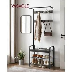 New Coat Rack, Hall Tree Shoe Bench Entryway Grey Black