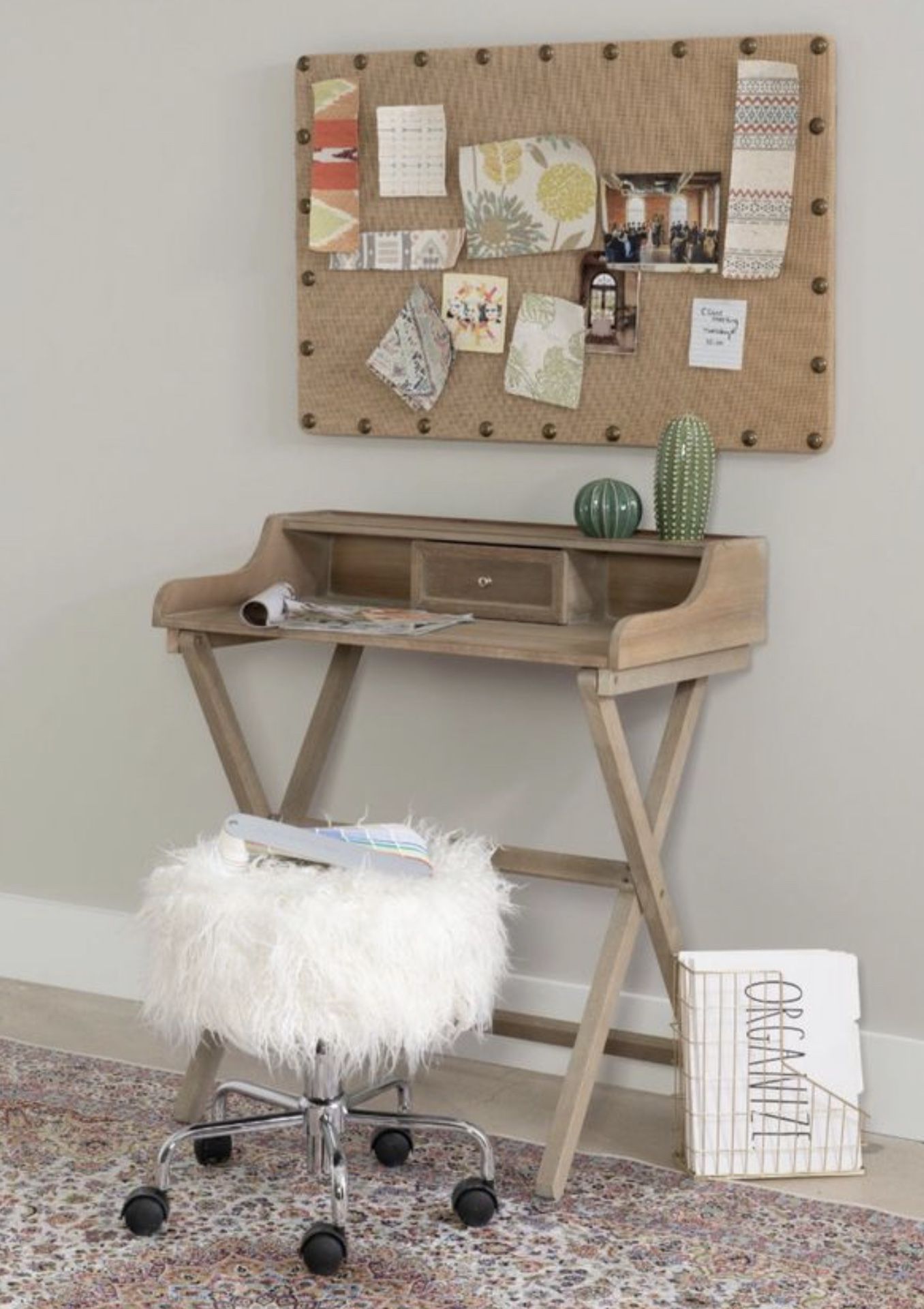 Grey secretary desk with chair