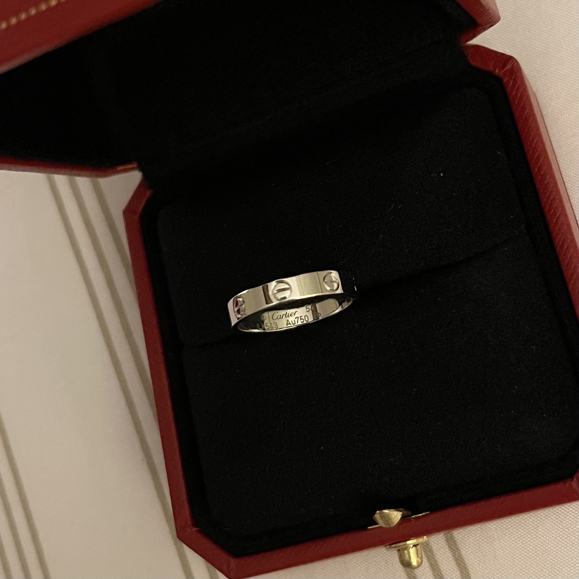 Cartier Love Ring Wedding Band - White Gold Size 54 (US 7) LIKE NEW