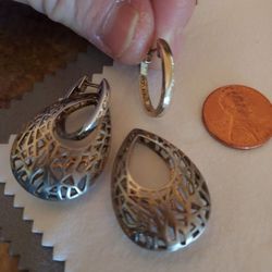 ELAN 925 Earrings. 2 In 1 Set.  Highly Discounted,  Nice Condition ** Added Simple EXAMPLE COST of ELAN ***