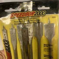 Vintage Irwin 7 Piece Speedbor Lock N Load Electric Drill Wood Bits Spade Bit