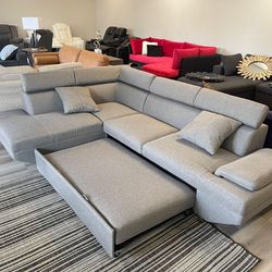 ✨Showroom,Fast Delivery, Finance,✨ Gray Fabric Sectional Sofa w/Sleeper Comfortable Couch L" Sectional w/Sleeper 