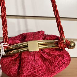 Red Fabric Pouch Evening Bag