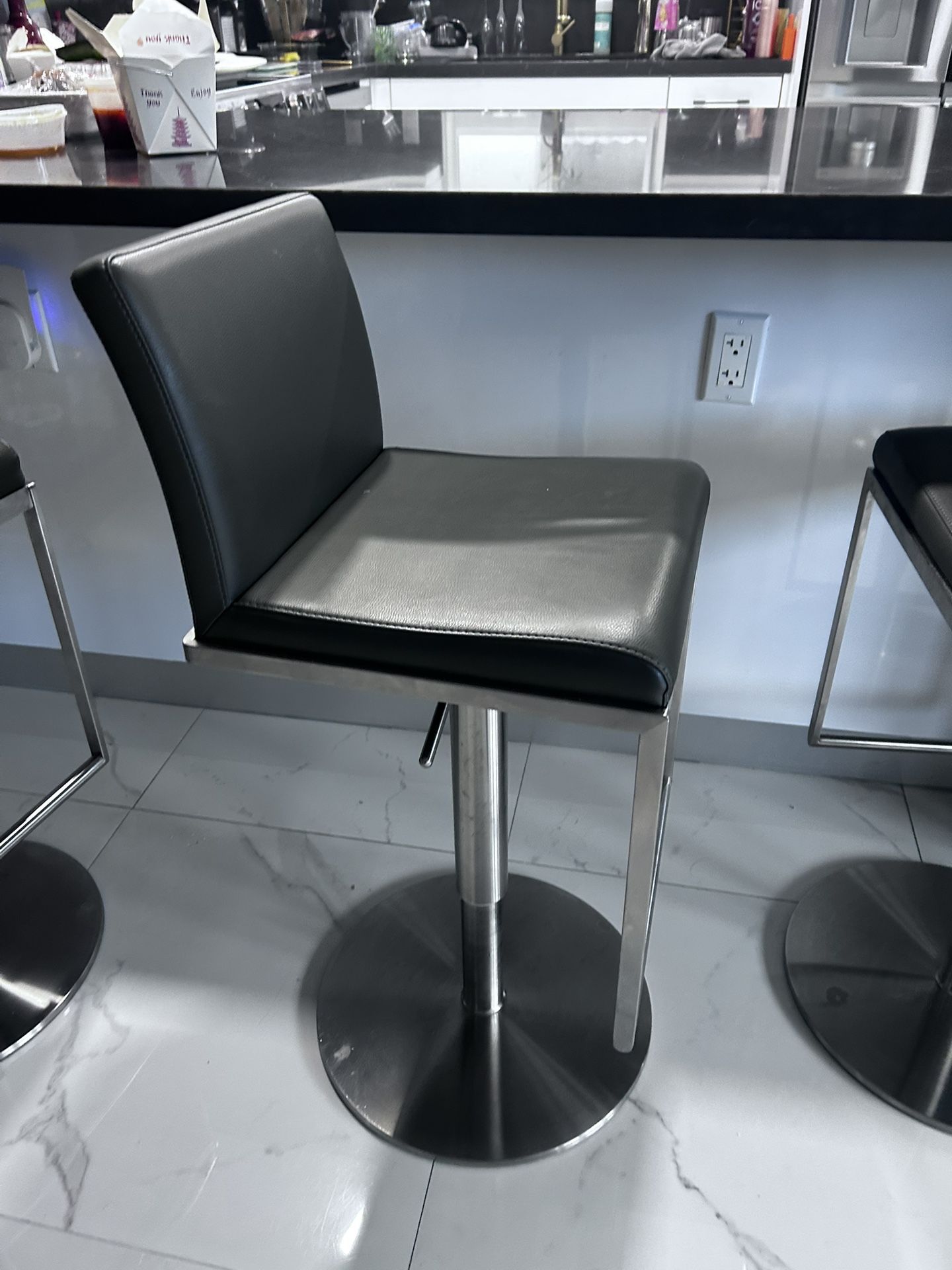 Set of 3, Modern Counter Height Bar Stools Gray