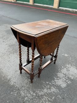English Oak Barley Twist Gate Leg drop leaf side table