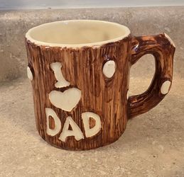 Vintage 1993 Applause "Hickory Creek" Dad Mug - Faux Wood / Tree Bark