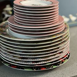 22pc Mary Engelbreit Mismatched Dinnerware Set - Sakura 1994 Cottagecore Aestheti