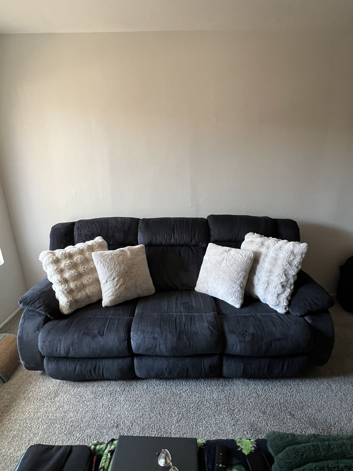 Navy Blue/ Black Sofa Recliner