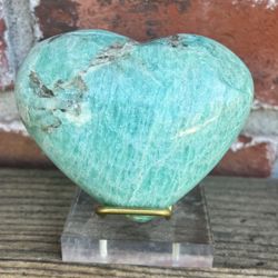 Blue Green Amazonite Puffy  Heart 