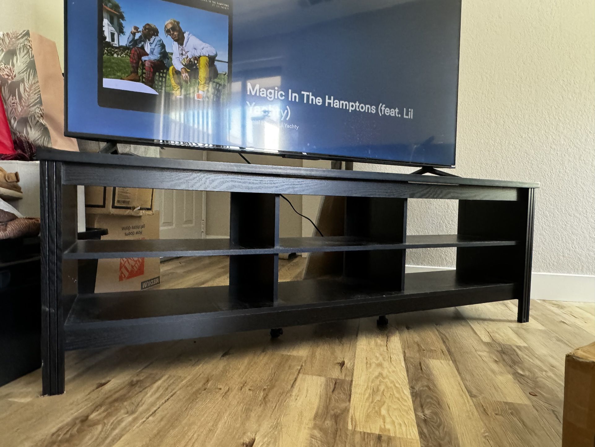 TV Stand for 80 Inch TV, Farmhouse TV Cabinet for 75 inch TV with 6 Storages, Living Room TV Console Table Entertainment Center, 70 inch Espresso
