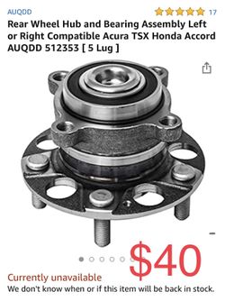 Rear Wheel Hub and Bearing Assembly Left or Right Compatible Acura TSX Honda Accord AUQDD 512353