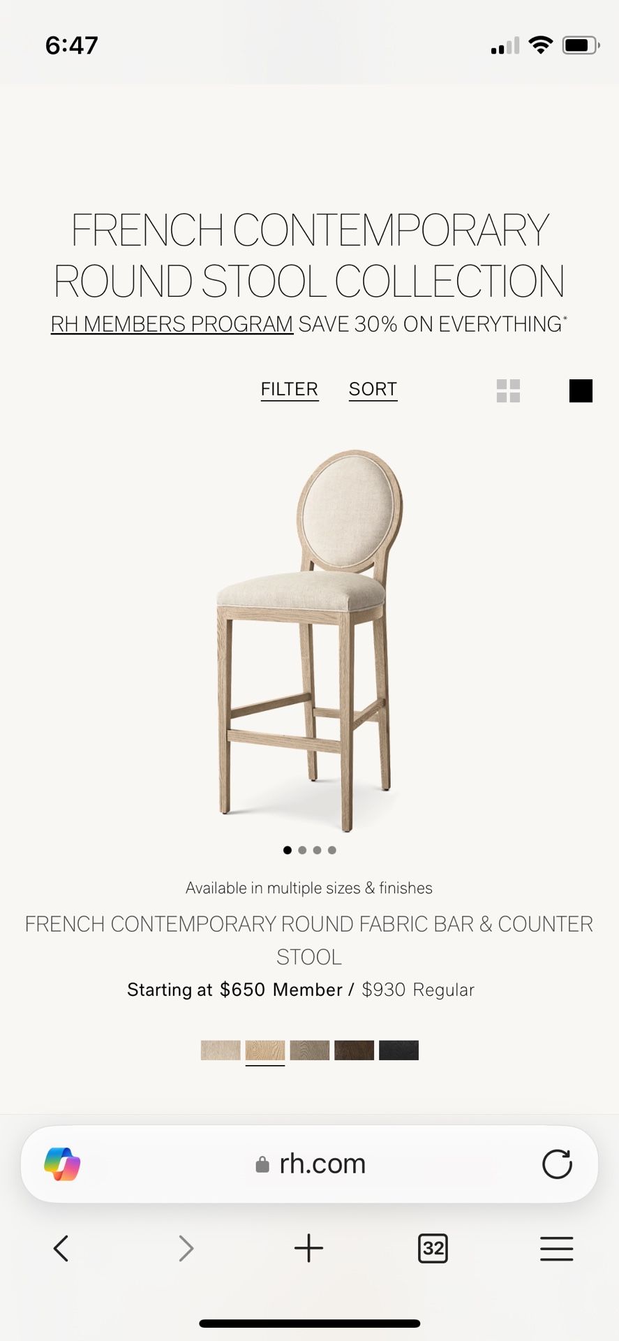 Restoration Hardware Counter Stool High Chair Mint Rh