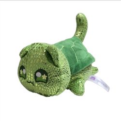 Aphmau MeeMeows Shiny Turtle Cat Plush 7" Green Metallic Kawaii Cute Kitty