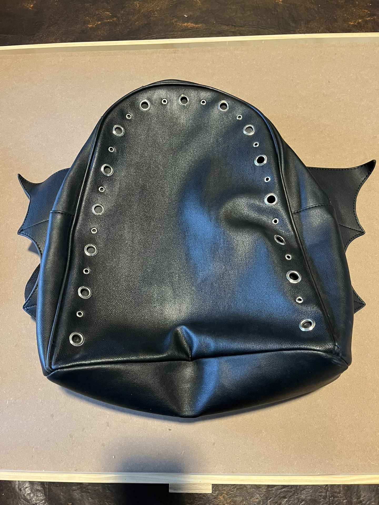 Black Faux Leather Backpack - “Bat”pack