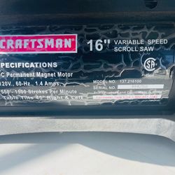 Craftsman 16” scroll saw