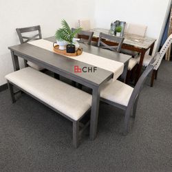 6 Piece Solid Wood Dining Table Set