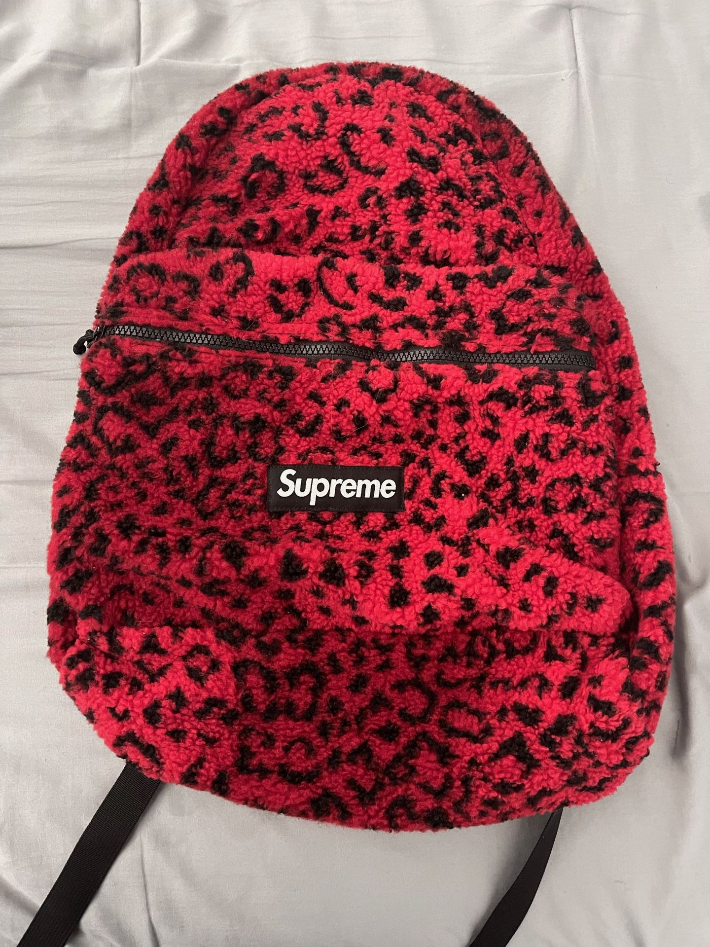Supreme Leopard Fleece Print Backpack 