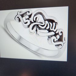 Jesus Loves You Heart Script Purity Ring 925 Sterling Silver Band Size 4