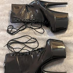 Pleaser Patent Black Boots Size 7
