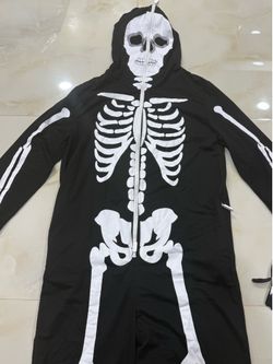 Black skeleton jumpsuit with white skeleton graphic, size XXL #halloween #costume