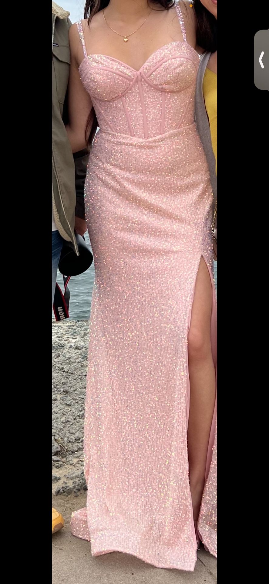 Blush Pink Sequin Prom Dress