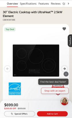 LG 30 inch cooktop model: cbew3013be