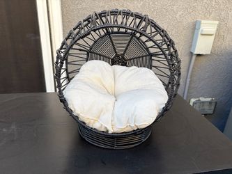 Boho Wicker Pet Egg Chair Bed
