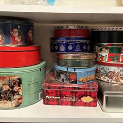 50 Storage Tins, All Sizes, Shapes, Colors, and Designs.