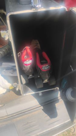 Roller skates with hard shell movable case
