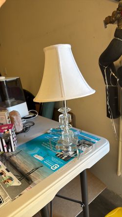 Crystal Base Table Lamp with White Shade
