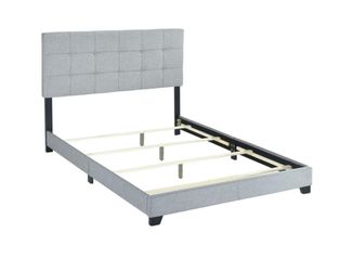 Gray Velvet Upholstered Queen Bed Frame with Headboard (Mattress not included) - BOX SPRING NEEDED