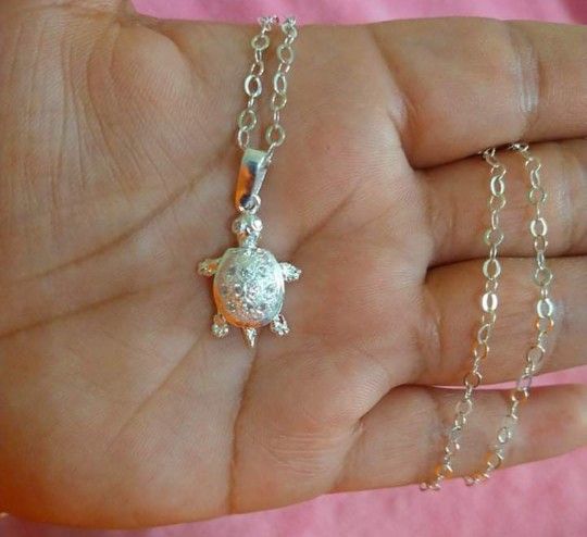 925 Sterling Silver Chain With The Pendant/Cadena Con Dije De Tortuga De Plata 925