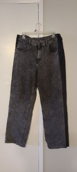 Gray Acid Wash Jeans with Black Side Stripe