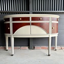 Classic Curved Front Sideboard – Mahogany & Greige