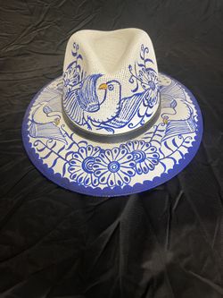 Blue & White Hand painted Women’s Hat