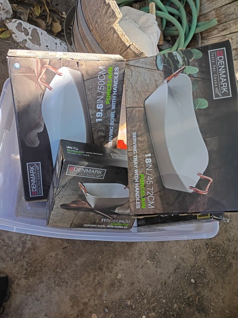 3 Denmark Porcelain Serving Trays 