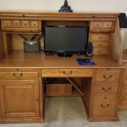 Computer Desk and Filing Cabinet Set, Roll Cover Desk. Two Drawer Filing Cabinet