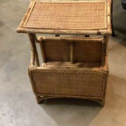  Good Condition  Rattan Magazine Vintage Table23x18