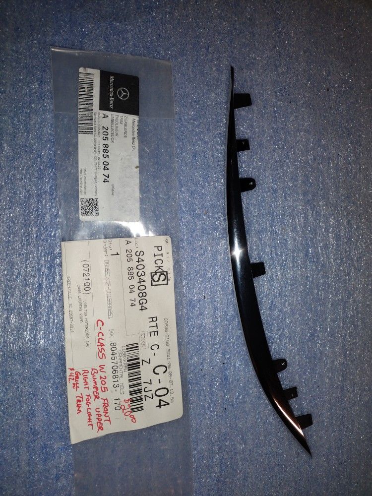 Brand New Chrome Molding For Front Bumper On A C-Class Mercedes W205 OEM Part