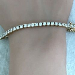 Gold Over Sterling Silver CZ 7.25” Tennis Bracelet 