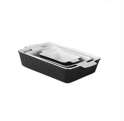 XHQHSZ Casserole Dishes for Oven, Porcelain Baking Dishes, Ceramic Bakeware Sets of 3, Rectangular Lasagna Pans Deep with Handles for Baking Cake Kitc