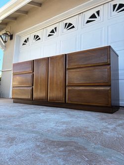 Mid century modern walnut credenza/dresser and night stand