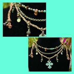 Handcrafted Turquoise Cross Choker Necklace 