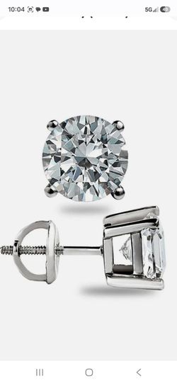 New 4 Ct Round Cut Moissanite FL/D Stud Earrings 14K White Gold 8mm Screw Back