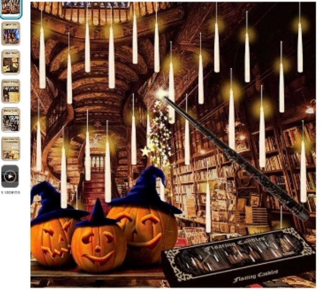 Halloween 👻 Floating Candles with Wand, 24PCS Hanging Candles with Remote Wand