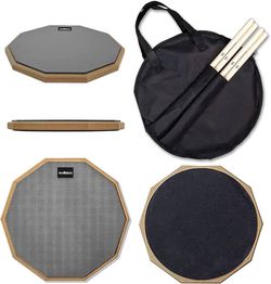 HAIRIESIS Drum Practice Pad, 12-Inch Practice Pad, Double-Sided Silent Drum Pad and Sticks, Drum Pad Carrying Bag Christmas Gifts 