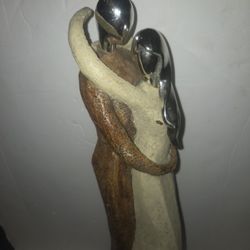Loving Couple Table Sculpture Romantic Dancing Hand Carved 13.5" Tall.